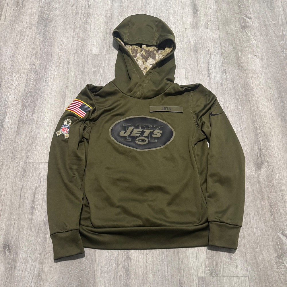 Nike NFL Salute to Service New York Jets Hoodie Olive Green Mens Medium